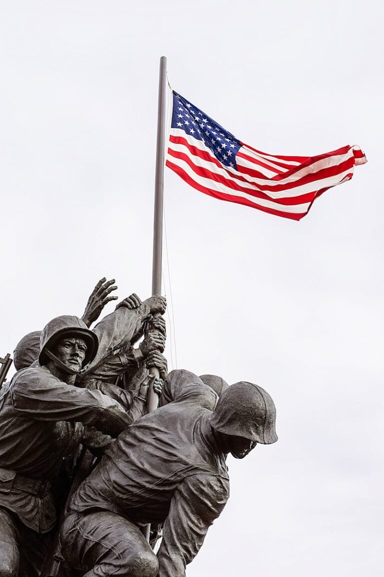 Famous US Marine Corps War Memorial in Arlington showcasing heroism.
