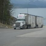 truck, lorry, white truck, cargo truck, big rig, transportation, vehicle, highway, lake, driving, nature, truck drivers, truckers, lorry driver, gray truck