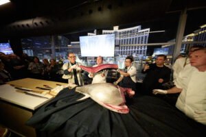 Chefs Jean-Georges Vongerichten and Masaharu Morimoto_s Live Tuna Carving at the Bellagio Fountain Club