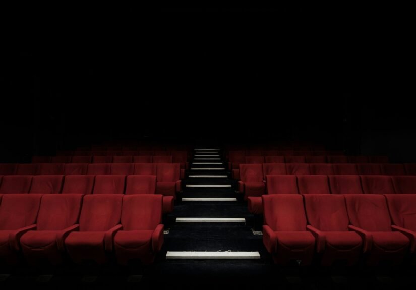 red cinema chair, movie, film, entertainment
