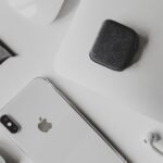 black iphone 7 on white surface