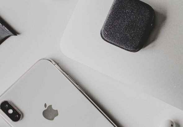 black iphone 7 on white surface